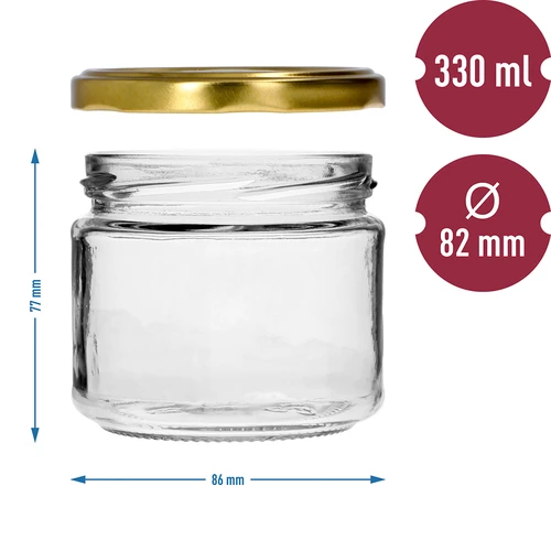 Zema 330 ml burciņa - ar zelta vāciņu fi 82/6, 6 gab. - 7